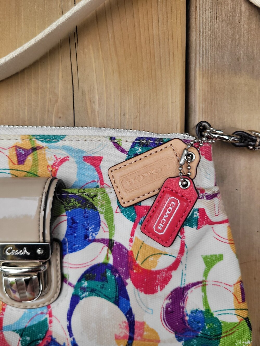 Coach Poppy Logo Print Crossbody Bag with White Strap - Picture 3 of 6